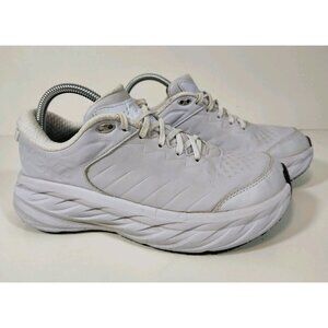 Hoka One One Bondi SR Slip Resistant Shoes Womens 9 White Leather 1110521 Flawed